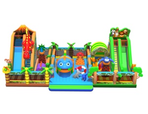 Obstáculo inflable comercial al aire libre con tobogán y equipo de alquiler de trampolín de obstáculos a la venta casa hinchable inflable - Product Image 1