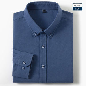 Camisas de Vestir para Hombre de Sarga de Algodón <span class=keywords><strong>Oxford</strong></span> Personalizables de Alta Calidad Antiarrugas Manga Larga Formal de Negocios en Blanco - Product Image 5