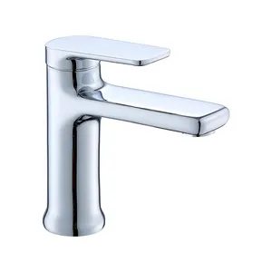 Modern Single Handle Basin Tap Faucet Chrome Finish Cold Hot Mixer Bathroom Faucet