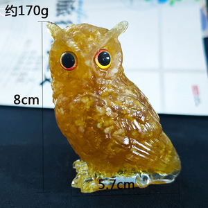 <b>Crystal</b> Owl Resin Figurine Amethyst Citrine Rose Quartz Imitation Jade Home Decoration Office Desktop Gift Artistic <b>Animal</b> Shape - Product Image 2