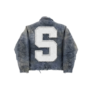 All'ingrosso cappotti di <span class=keywords><strong>jeans</strong></span> Vintage design personalizzati con toppa ricamata a primavera <span class=keywords><strong>Oversize</strong></span> da lavoro <span class=keywords><strong>in</strong></span> Denim <span class=keywords><strong>giacca</strong></span> con cerniera lavata per gli uomini - Product Image 3