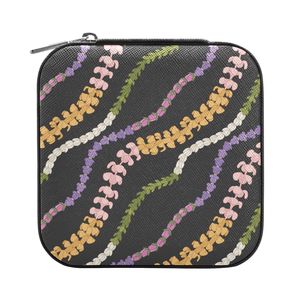 Hawaii phong cách màu đen Lei thiết kế tùy chỉnh in xách tay nhỏ nhỏ bao bì hộp du lịch trường hợp da hộp đồ trang sức với logo - Product Image 3