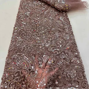 New arrival wedding sequins beaded lace fabric