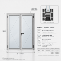 Porte de cloison en acier et verre ignifuge de classe C sur mesure, série 50/60, cloison modulaire intérieure pour bureaux commerciaux
