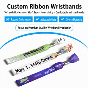 Bracelet en tissu personnalisé imprimé avec carte à code QR et fermeture coulissante réglable pour événement - Product Image 3