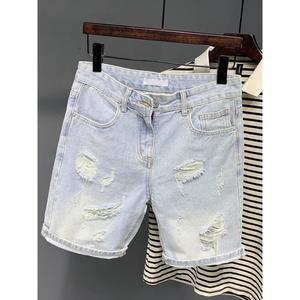 Shorts y Jeans de Mezclilla para Hombre, Estilo Clásico, Versátil, con Agujeros y Bordes Deshilachados, para el Verano - Product Image 3