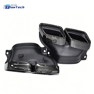 Puntas de escape cuadradas de fibra de carbono estilo AMG para Mercedes W205 Clase C, GLE, GLS, Clase S con núcleo de acero inoxidable - Product Image 1