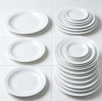 Vaisselle en céramique blanche en gros à prix abordable, assiettes, plats de dîner, bols en porcelaine, vente directe d'usine