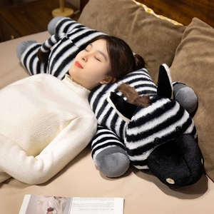 Cuscino Lungo a Forma di Zebra, Bianco e Nero, Peluche Morbido, Cuscino Decorativo per Divano, Regalo di Compleanno - Product Image 6