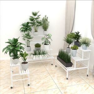 Porte-fleurs en fer Double couche de luxe nouveau carton d'échelle de balcon amovible au sol - Product Image 5