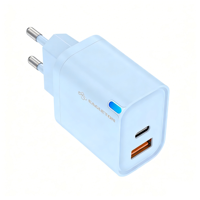 Adaptador de Pared USB-A+Tipo-C con Luz LED para Teléfonos Inteligentes y Bancos de Energía, Mini Adaptador Rápido para Móviles, con Certificación CE, Venta al Por Mayor