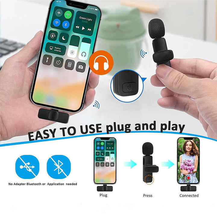Collar de moda sans fil Facebook transmisión en vivo clip de solapa mini micrófono lavaliere micrófono inalámbrico para móvil
