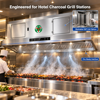 Hotte d'extraction commerciale ESP avec capot intégré, cellule lavable, ventilateur intégré et interface ignifuge pour stations de grillades au charbon d'hôtel
