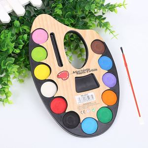 12 Colors Solid Cake Watercolor <b>Paint</b> Set with Brush for Kids for Painting on Paper <b>Canvas</b> Glass - Product Image 2