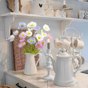 Fleur d'anémone artificielle en soie de haute qualité à 3 têtes, tige floquée pliable, pour décoration de mariage, de maison et centre de table - Product Image 3