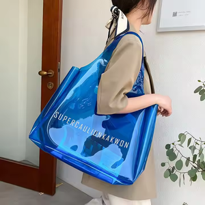Sac à provisions en PVC transparent clair Logo personnalisé grands sacs en plastique de gelée sac cadeau fourre-tout de plage étanche - Product Image 1