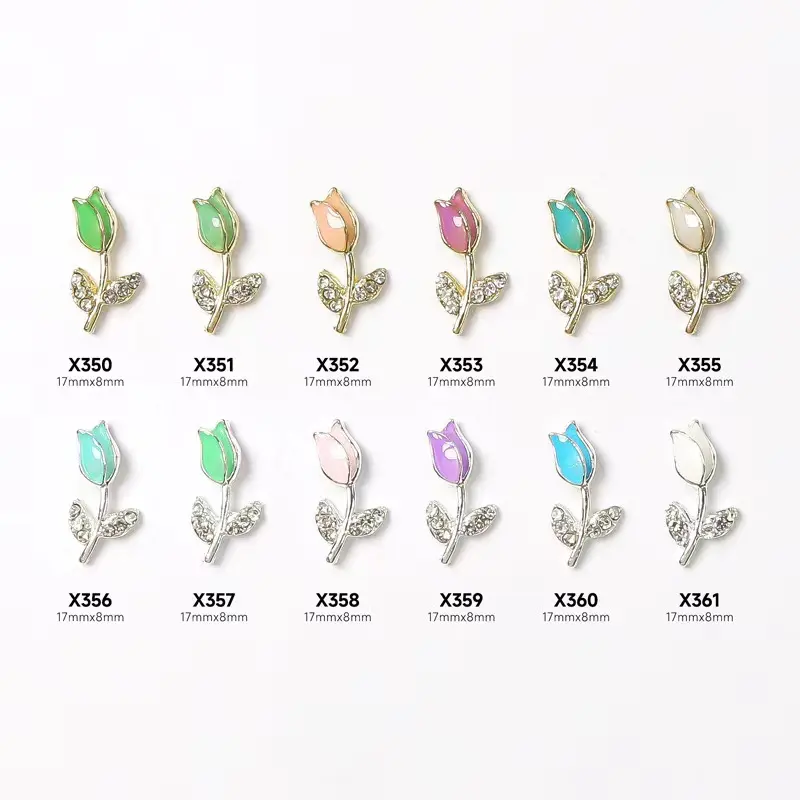 Legering Bloemen Nail Charms Fantasy Candy Kleur Rose Bloem 3d Nail Art Sieraden Voor Wholesale Prijs