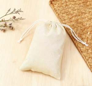Bolsa de Joyería Ecológica de Lona de Algodón Suave, Color Beige Natural, Logotipo Personalizado, Bolsa de Compras Antipolvo - Product Image 4