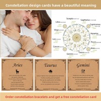 Bracelet tendance en pierre de grès bleue avec les douze constellations et les huit planètes, bracelet tissé avec les 12 signes du zodiaque avec carte