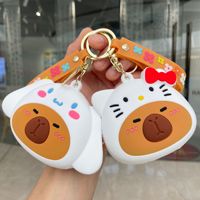 Porte-clés mignon en PVC 3D, motif lapin anime, ours fraise, durable et écologique, pendentif de voiture