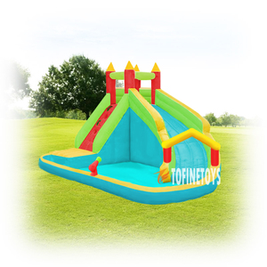Trampolín de agua inflable de doble tobogán para Parque Acuático con tobogán y piscina para niños, juego de verano - Product Image 3