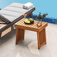 Table d'appoint pliante d'extérieur en bois d'acacia avec plateau à lattes et structure de pieds, idéale pour jardin et intérieur