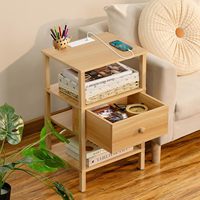 Étagère de rangement moderne à 3 niveaux, écologique, durable, en bois, non pliable, avec tiroirs, multifonctionnelle pour salon, petits espaces