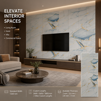 Panneau mural décoratif en PVC brillant MORLENX, imitation marbre UV, agate noir, gris et or, pour hôtels et villas de luxe