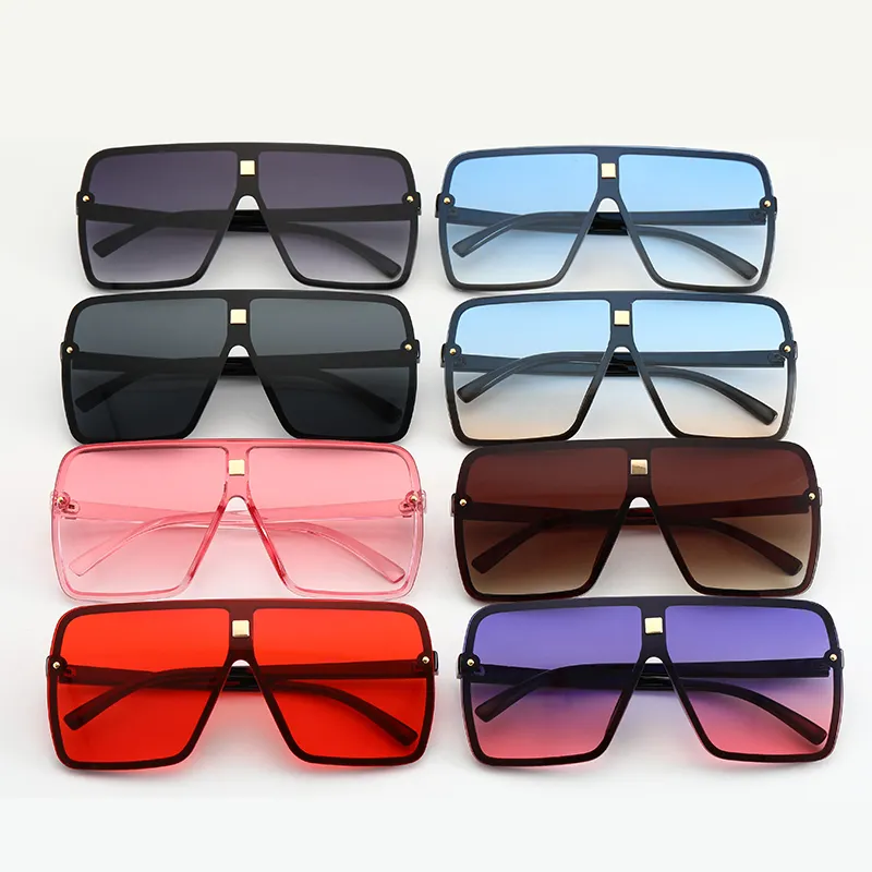 J-9007plastic big quadro oversized venda quente colorido personalizado moda trendy shades óculos de sol dos homens das mulheres óculos de sol 2020