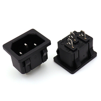 Prise d'alimentation AC-05 IEC C14, 3 broches, montage sur panneau, prise mâle IEC, prise de courant AC, noir ou blanc en option