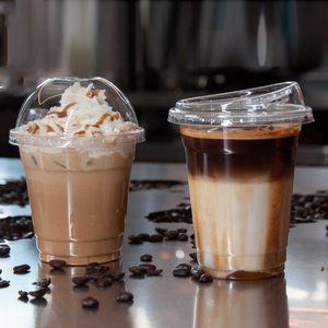 Taza de café de plástico con estampado de PET, tazas biodegradables, transparente, aguanieve, <span class=keywords><strong>Danone</strong></span>, yogur, jugo, café, taza de postre para llevar con tapas de cúpula - Product Image 5