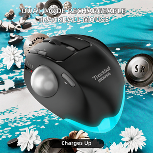 Chế Độ Kép 2.4G/<span class=keywords><strong>Bluetooth</strong></span> Có Thể Sạc Lại <span class=keywords><strong>Trackball</strong></span> Chuột Tay Phải Định Hướng USB Chuột Không Dây Cho PC Mac Máy Tính Xách Tay Máy Tính Bảng Chơi Game - Product Image 2