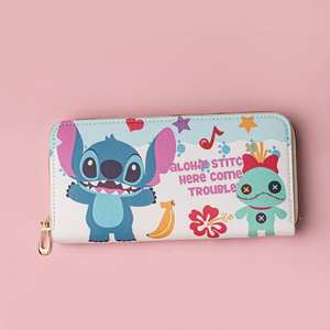 Dompet Panjang PU Laris untuk Pelajar, Dompet Resleting Kartun Stitch dengan Tempat Kartu dan Kantong Koin - Product Image 2