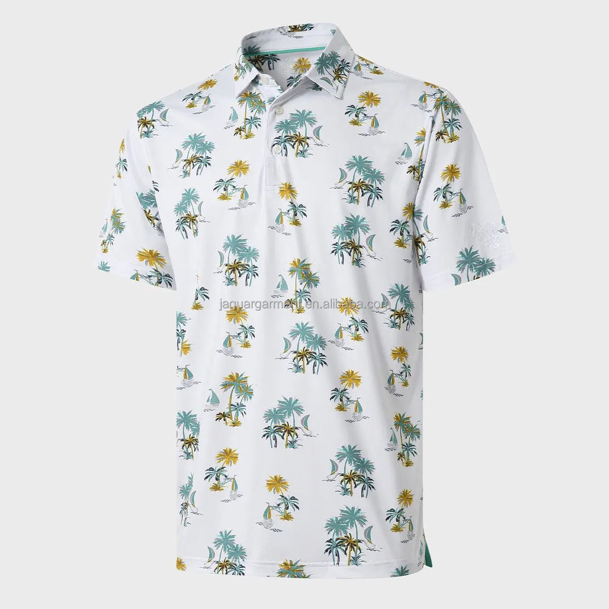 High Quality Fashion Golf Polo T Shirt Custom Printed Hawaii Palm Polo Moisture Wicking Golf Shirts For Men