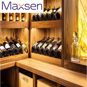 خزانة نبيذ أفقية بتصميم عتيق مع رف خشبي للنبيذ وعرض للتخزين - Product Image 4