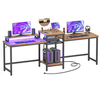 Vente en gros, grand bureau PC portable pour 2 personnes, double station de travail de jeu, table d'étude d'écriture avec rangement et support d'imprimante