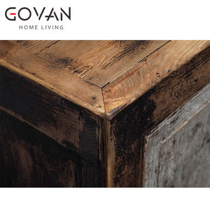 Wabi Sabi Mueble interior de madera maciza antigua de dos puertas, mueble lateral de madera envejecida de calidad para sala de estar y Bar en casa - Product Image 2