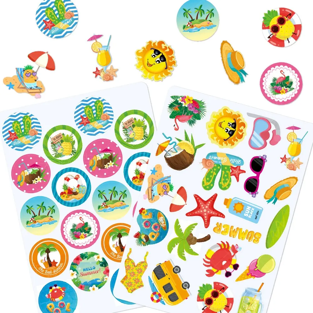 10sheet Hawaiian Party Decoration Tropical Summer Party Gift Envelope Sticker Disposable Stickers Party Props adhesive Sticker