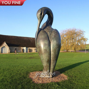 Sculpture d'oiseau <span class=keywords><strong>héron</strong></span> abstrait en bronze YOUFINE, grande statue de grue en métal pour la décoration paysagère de jardin - Product Image 2