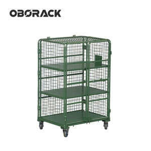 अनुकूलन योग्य धातु चार-पहिया रोल कंटेनर 500 किलोग्राम फोल्डेबल वायर जाल ट्रॉली कंटेनर, रसद परिवहन गोदाम सुपरमार्केट के लिए - Product Image 1