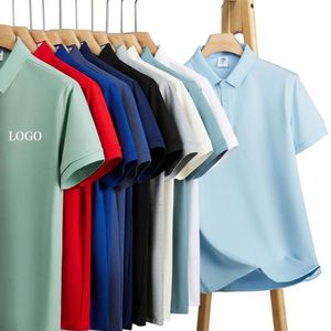เสื้อโปโลคอปกทรงคลาสสิกผ้าฝ้ายสีพื้นปักโลโก้คุณภาพสูงแบบกำหนดเองจากวัสดุใหม่สำหรับใส่เล่นกอล์ฟหรือใส่ทำงาน - Product Image 4