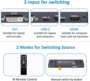 Contrôleur de mur vidéo 3x3 9 écrans 4K 30HZ, <span class=keywords><strong>2x2</strong></span> 2x3 4K 30Hz <span class=keywords><strong>HDMI</strong></span> DVI Type-C, processeur de raccordement multi-écrans pour TV, séparateur - Product Image 3
