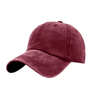 Gorra de béisbol desgastada lavada Vintage para mujer con ponycap de moño desordenado, sombrero deportivo con cola de caballo alta, sombrero de papá