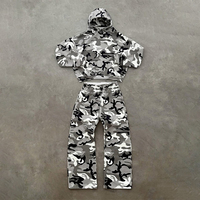 Sweat-shirt à capuche de créateur personnalisé, poids lourd, combinaison pour homme, survêtement évasé, baggy, 100% coton, véritable arbre, camouflage, pour homme