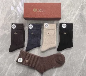 Men's Casual <b>Socks</b> Everyday Style Multicolor Cashmere Blend Ribbed Knit Soft Embroidered Logo Crew - Product Image 1