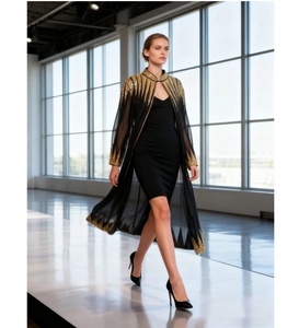 Bettergirl 2025 inverno nuovo <span class=keywords><strong>cardigan</strong></span> lungo in maglia con paillettes ricamato <span class=keywords><strong>oro</strong></span> nero - Product Image 1