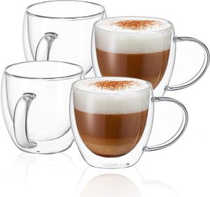 แก้วกาแฟ แก้วชา แก้วลาเต้ แก้วน้ำผลไม้ แบบสองชั้น ขนาด 250 มล. 350 มล. 8.5 ออนซ์ 12 ออนซ์ พร้อมหูจับ ได้รับการรับรอง - Product Image 1