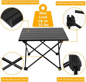Table pliante de pique-nique d'extérieur, en bois et aluminium, portable, réglable, légère, pour le camping - Product Image 3