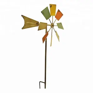 52英寸金属花园木桩花园风铃风向标棒风力旋转器用于花园户外装饰