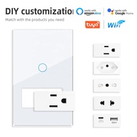 Interruptor Táctil Inteligente con Enchufe Brasileño, Panel de Vidrio Templado, 16A, Control por WiFi con la Aplicación Tuya, Venta Directa de Fábrica